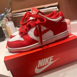 Kids Nike Red and White Dunks SIZE 1